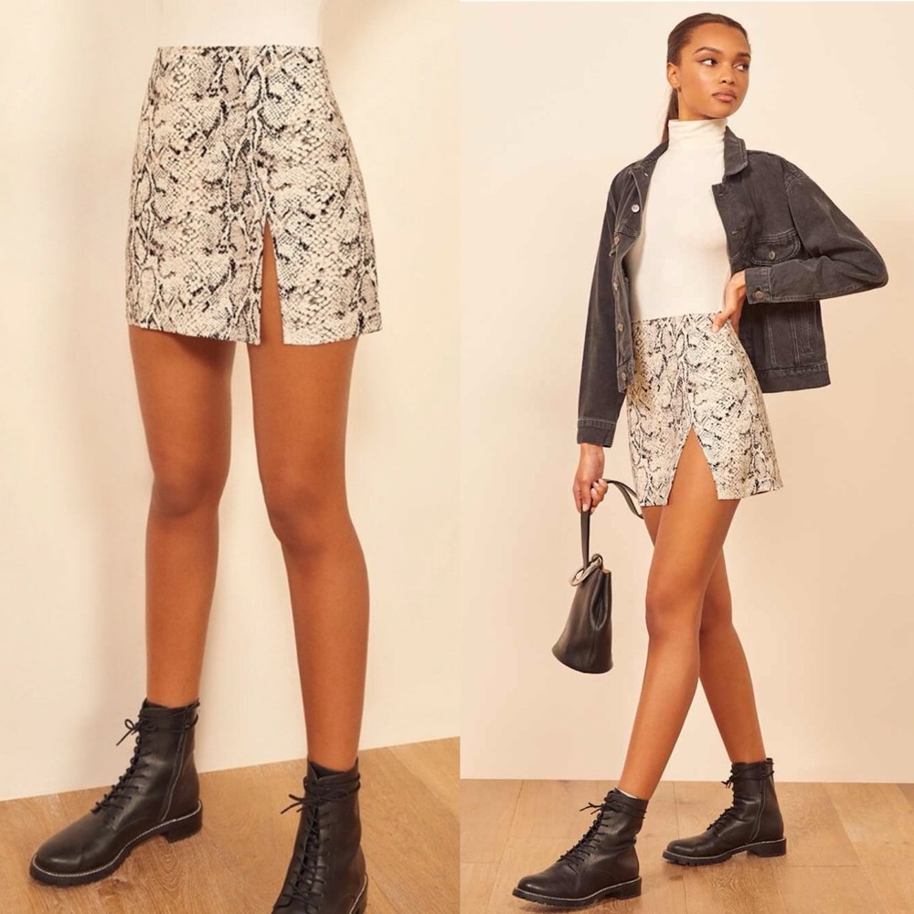 Reformation Snakeskin Print Mini Skirt